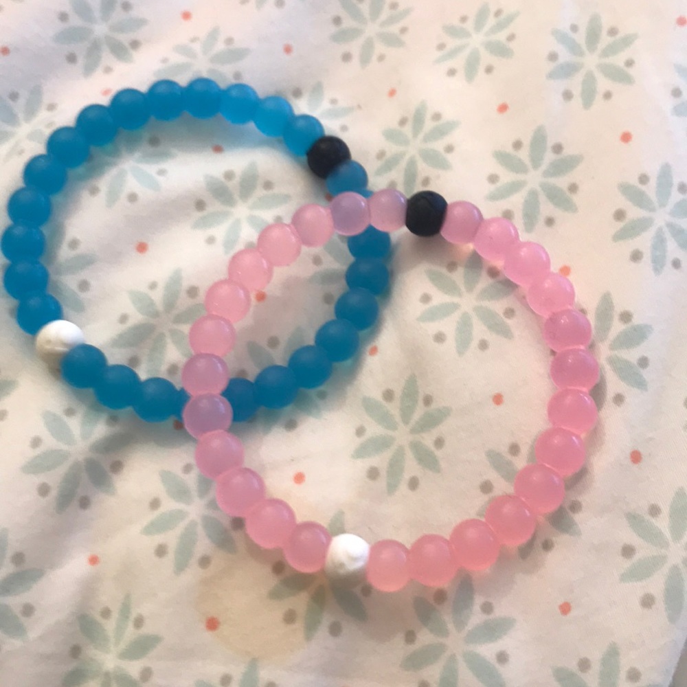 Lokai bracelet set of two / blue and pink